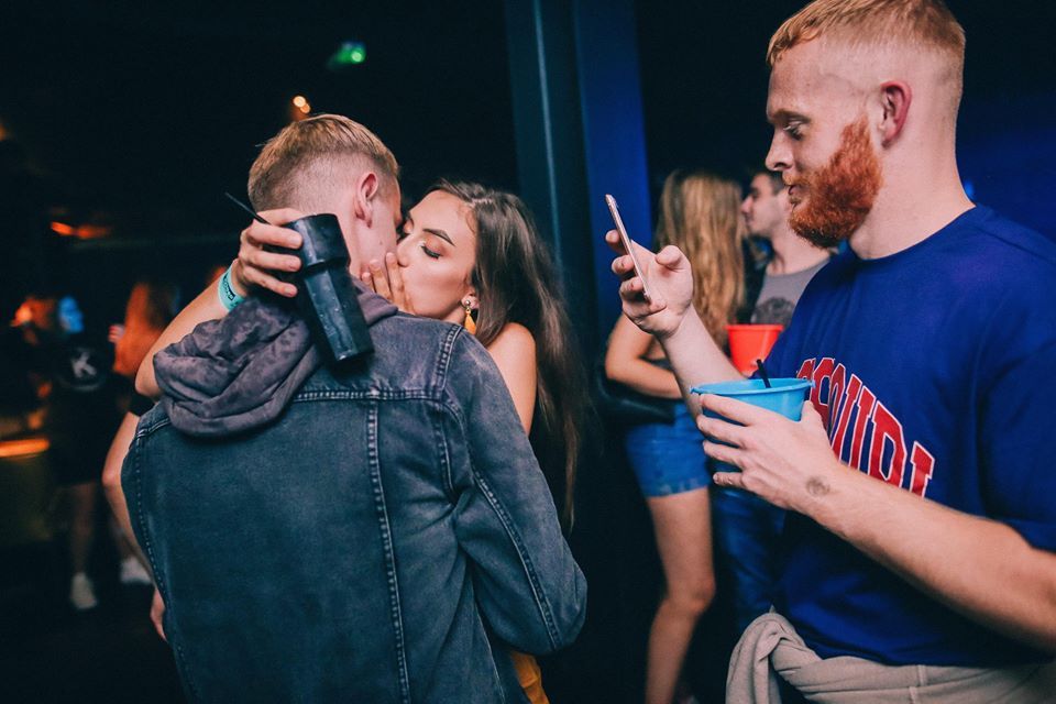 Image may contain: Make Out, Night Life, Night Club, Club, Person, People, Human