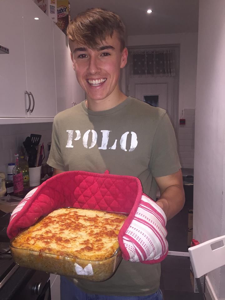 Image may contain: Pasta, Lasagna, Food, Sink, Bottle, Person, People, Human