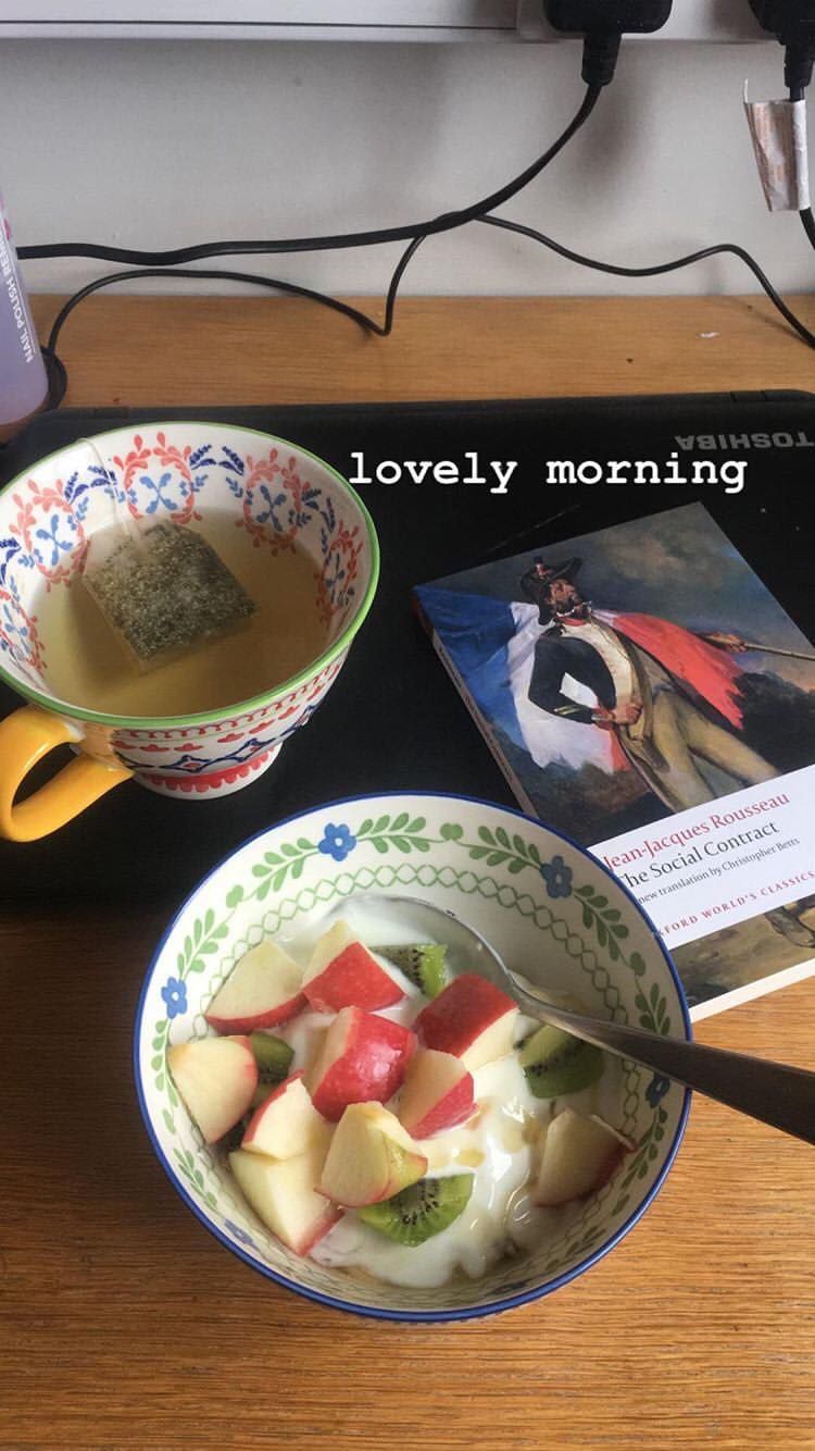 Image may contain: Breakfast, Plant, Dish, Saucer, Pottery, Person, Human, Meal, Food, Bowl