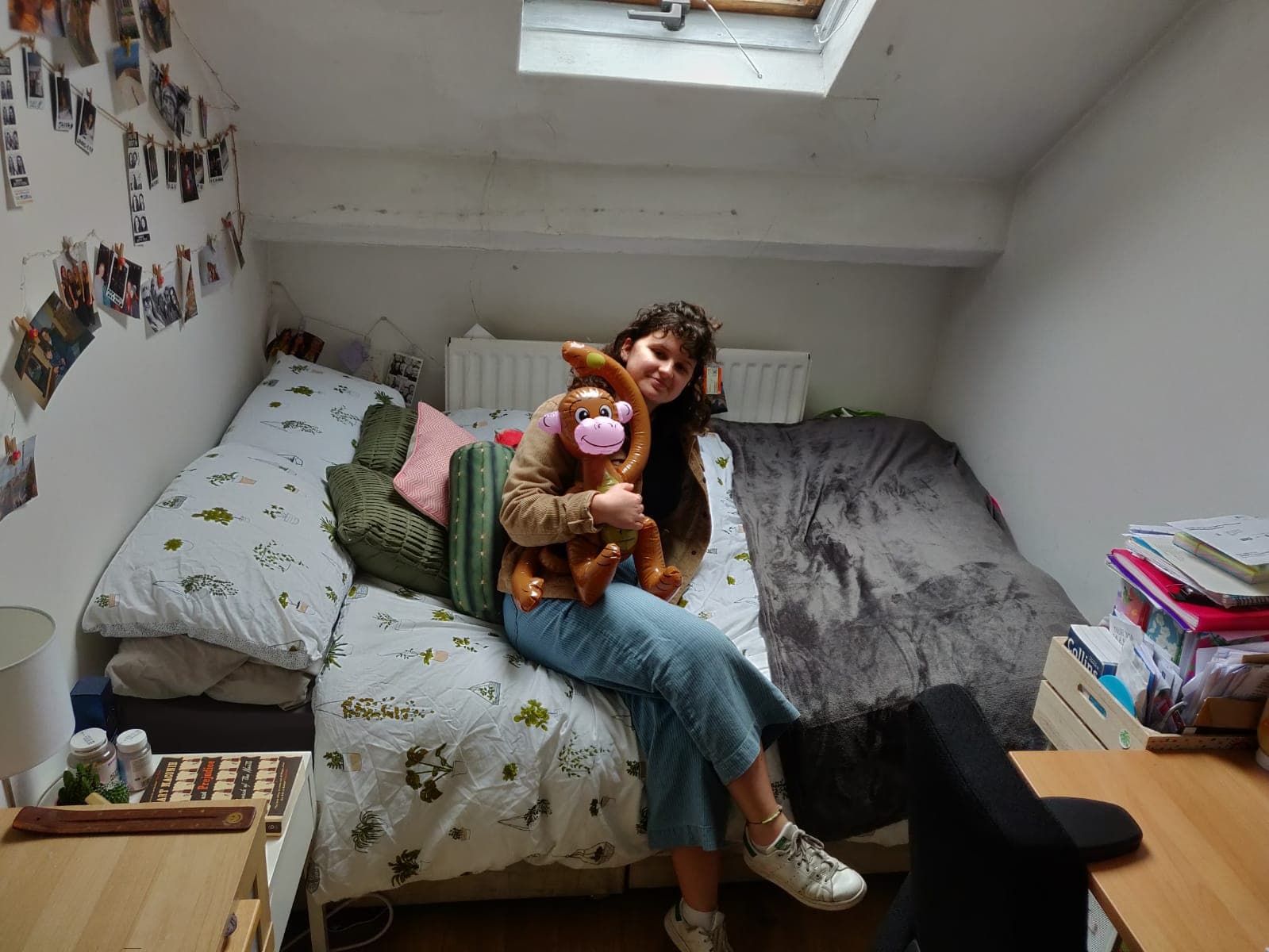 Image may contain: Skylight, Bed, Interior Design, Window, Architecture, Building, Wood, Couch, Bedroom, Room, Furniture, Indoors, Clothing, Shoe, Footwear, Apparel, Person, Human