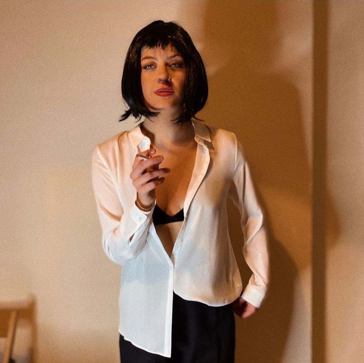 Image may contain: Woman, Female, Wood, Blouse, Human, Person, Long Sleeve, Sleeve, Clothing, Apparel