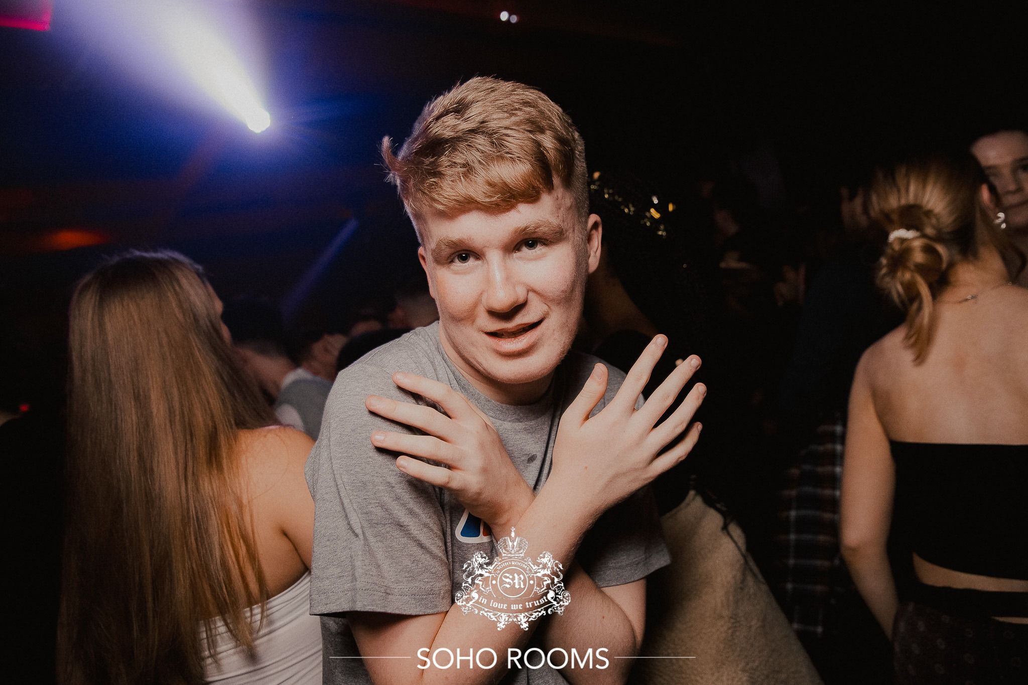 Image may contain: Night Life, Finger, Club, Night Club, Human, Person