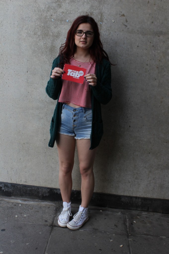 Cardigan- Ark. T shirt- American Apparel. Shorts- Zara. Shoes- Converse.