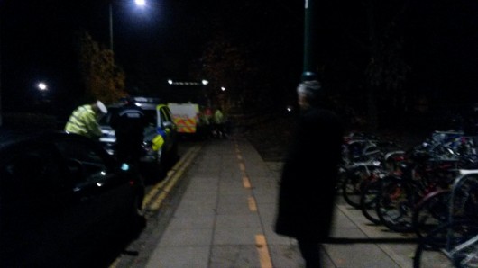The getaway car is believed to have crashed into a police vehicle