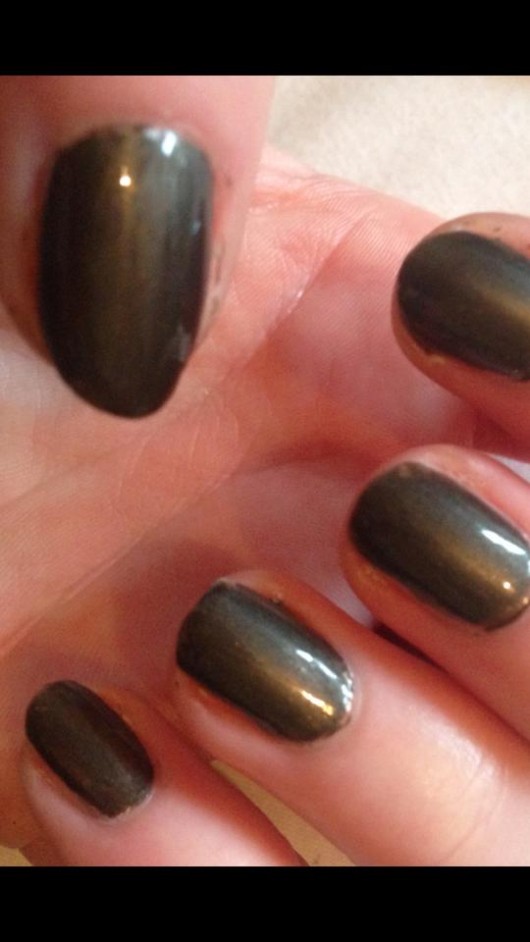 MUA nail polish in 'Stormy skies'- a really metallic, dark Christmas-tree green colour- this would look great with some gold glitter over the top, ore pick one statement nail to embellish!