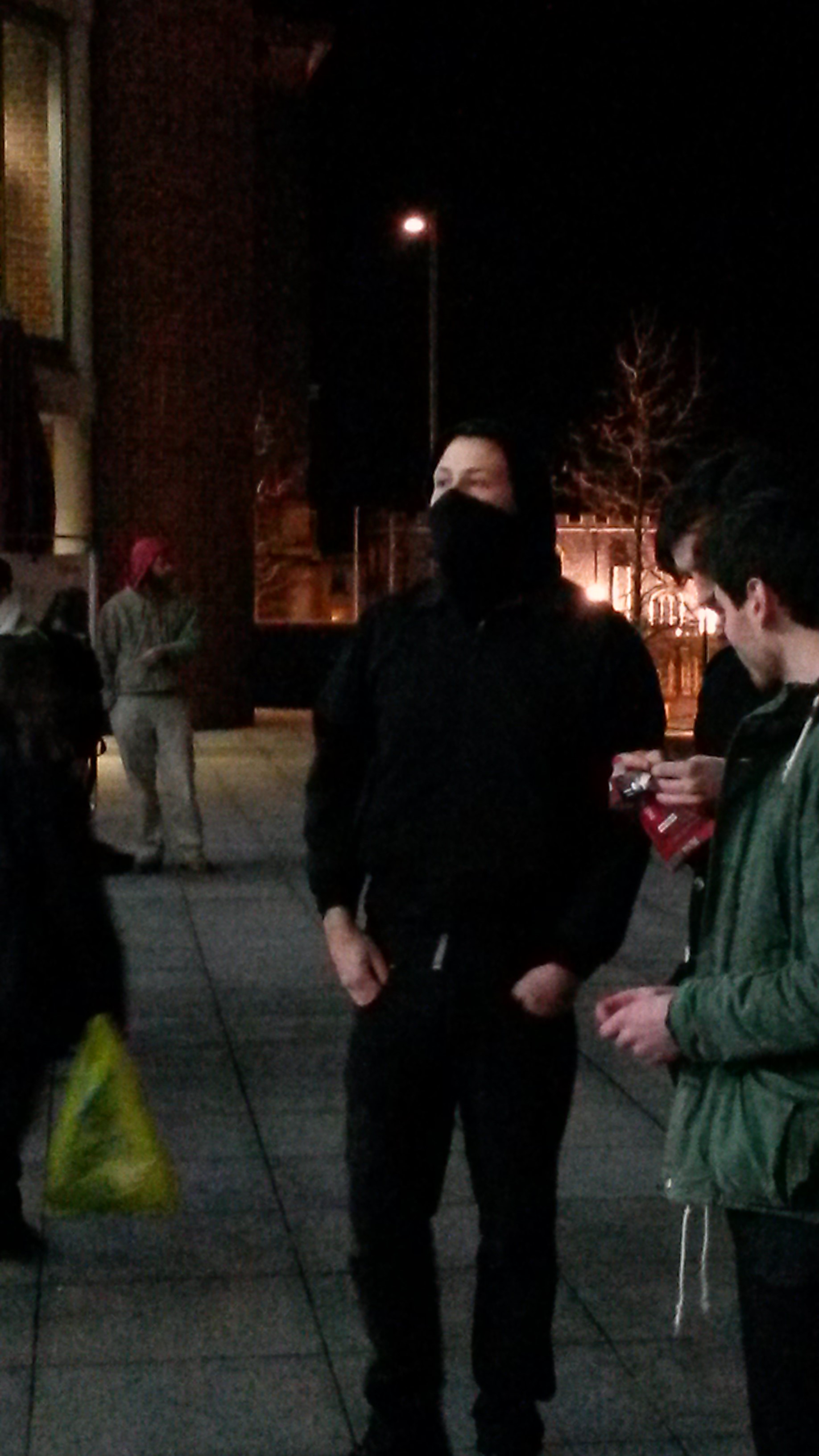 UEA Student Josh Chapman came to the protest dressed as an anarchist