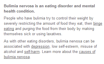 How the NHS define Bulimia Nervosa