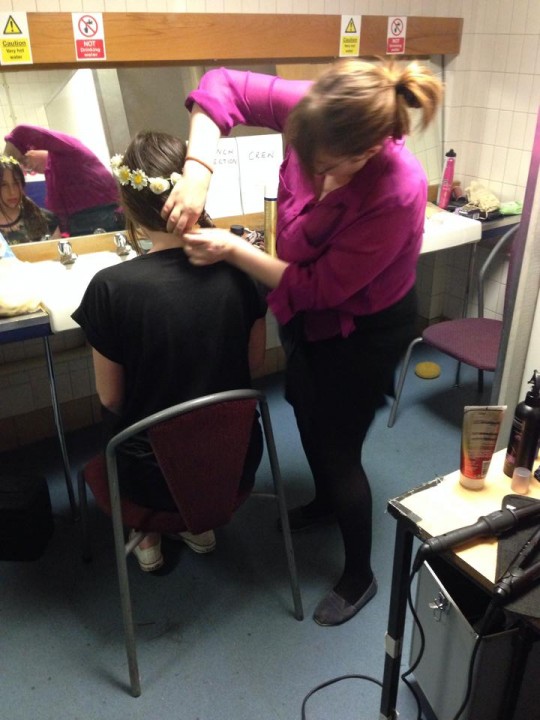 Hair and make-up were well underway!