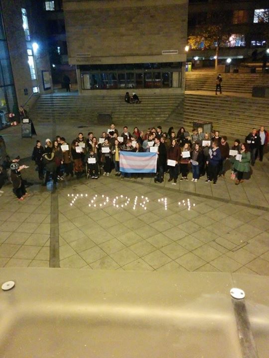 The candles formed the words TDOR 14 (Transgender Day of Remembrance 2014)