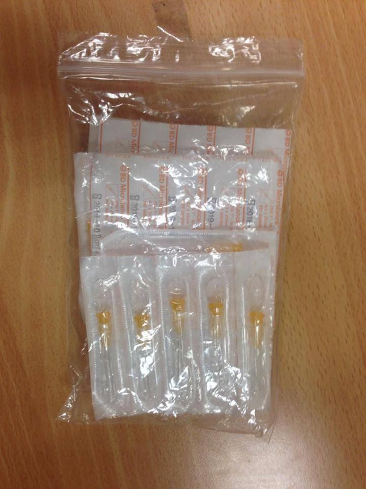 sterilised needles