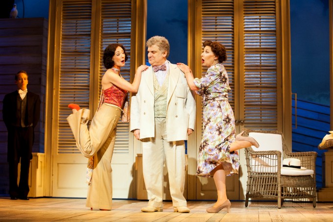 HIGH SOCIETY Sophie Bould as Tracy Lord, Teddy Kempner as Uncle Willie and Marilyn Cutts as Mother Lord (Photo Credit Pamela Raith)