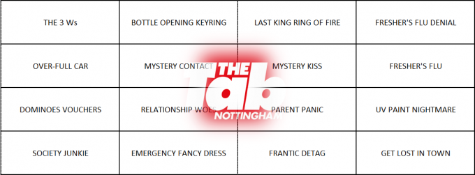 FRESHER'S BINGO TAB