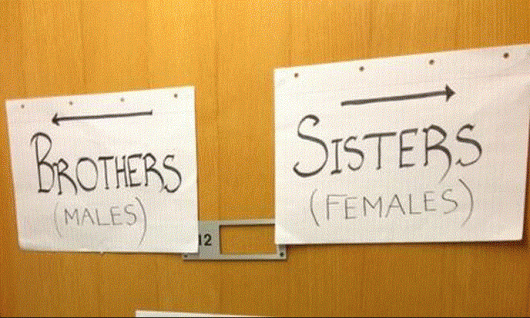 Signs directing men and women in different directions caused controversy at Leicester Uni earlier this year