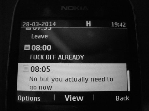Go on now go. Walk out the door.