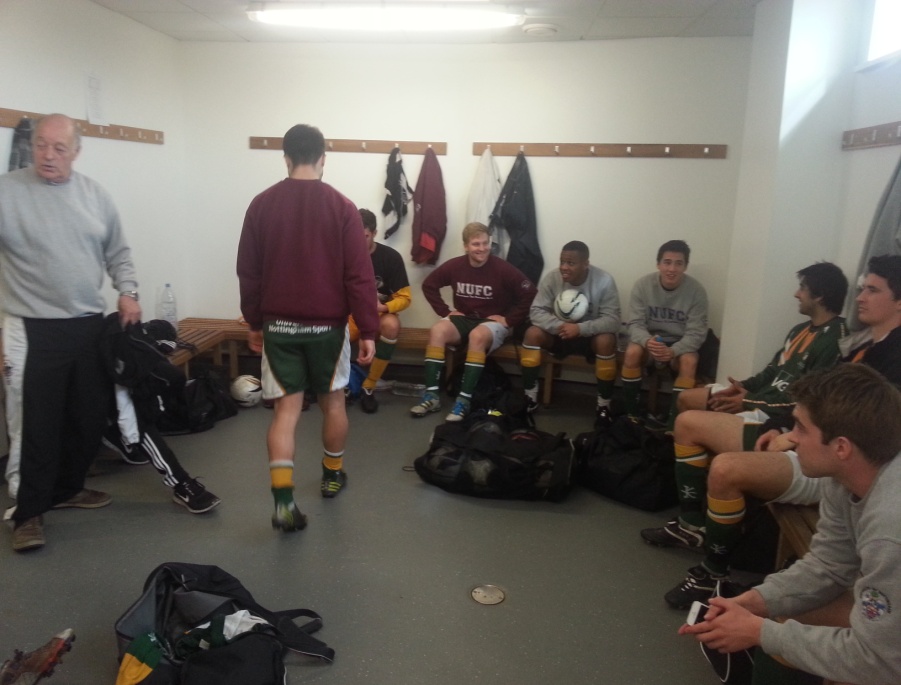 Last team talk before playing trent