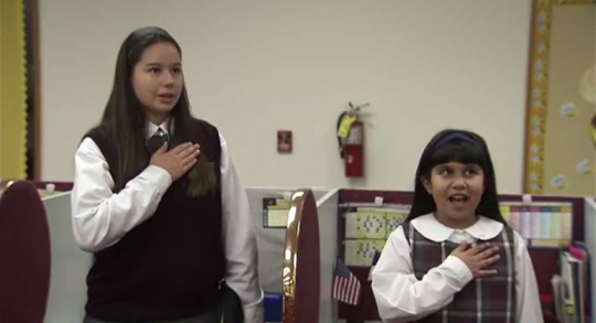 Every day the students pledge allegiance to the nation, the Christian flag and the Bible