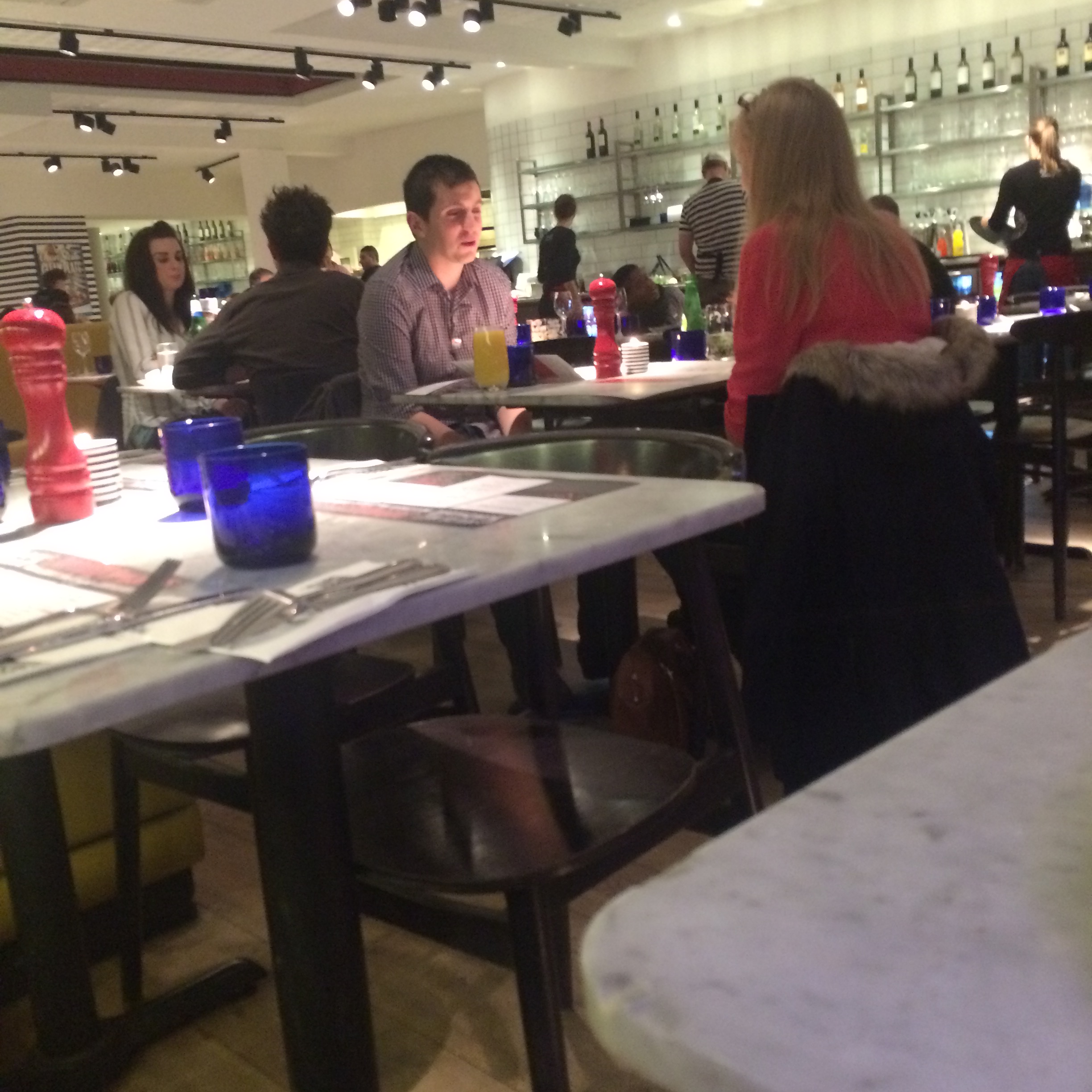 This couple were taking turns to stare and point
