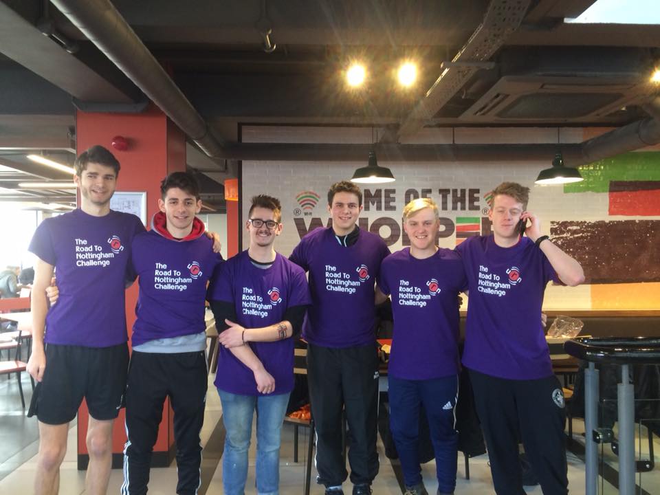Six of the eight charitable nutters. From left to right, Jordan Perkins, James Rinsler, Sam Boevey, Ollie Samuels, Matt Manley and Nick Sutton Smith.