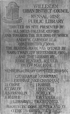 Kensal rise library mark twain stone