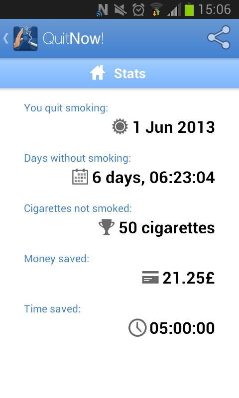 Screenshot of success: Closing in on a smoke-free week