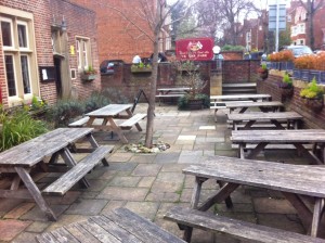 A picture of a pub garden similar to where the interview was held, for you to enjoy