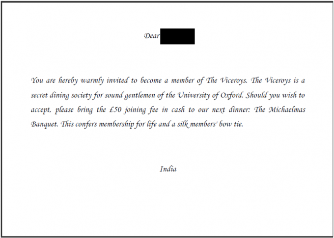An invitation to join the society
