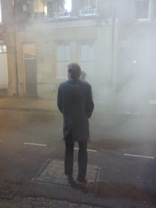 Reminiscent of Caspar David Friedrich seminal piece "Wanderer above the Sea of Fog"