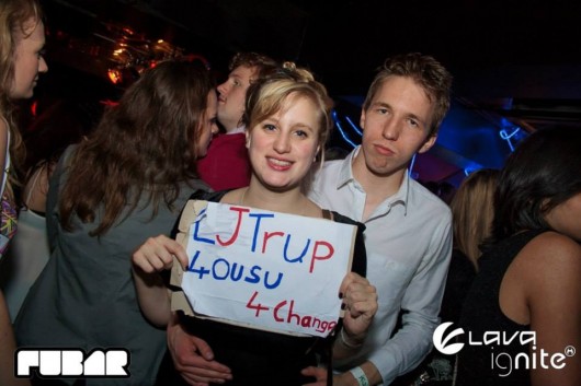 Chic yet topical accessorising with an OUSU placard