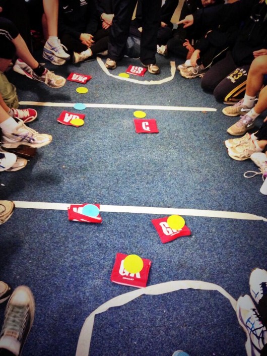 The netball club claim this is "tactical training". Looks like crap beer pong or something to us.