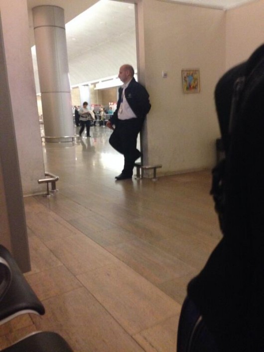 Photo taken by Spedding of the guarded room in which he was detained in Israel