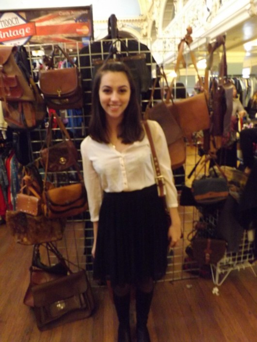 Ioana Jecan – A classic black skirt neatly teamed with a vintage-style blouse.