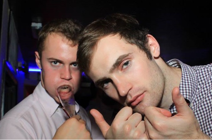Not sure if the guy on the left knows how to drink.