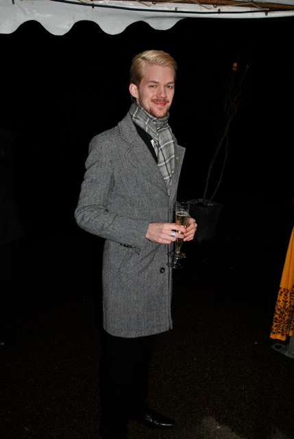 Before even unwrapping from the cold, this gent was dashing in his matching winter formal wear.