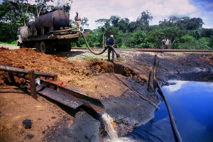 Oil drilling in the Amazon.