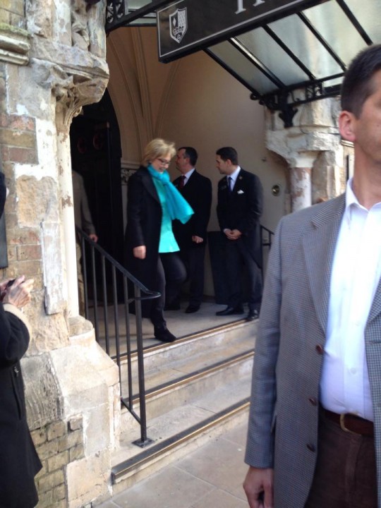 Hillary leaves the famous Randolph Hotel