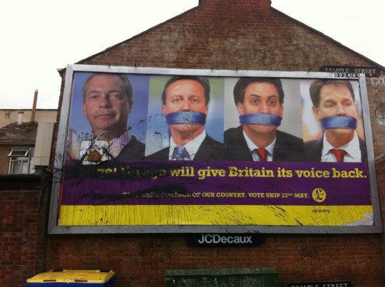 Cowley residents defaced a UKIP billboard at the weekend