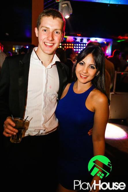 This blue dress compliments this clubbers skin perfectly