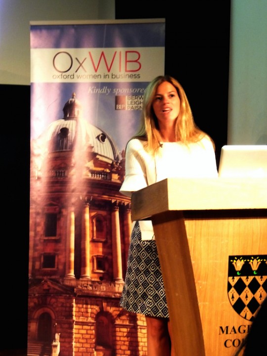 Serena Hood speaks at Magdalen Auditorium