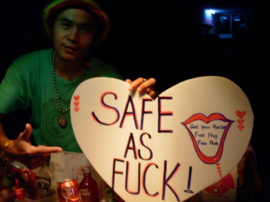 This guy was selling buckets at the full moon to save for an Oxford hoodie