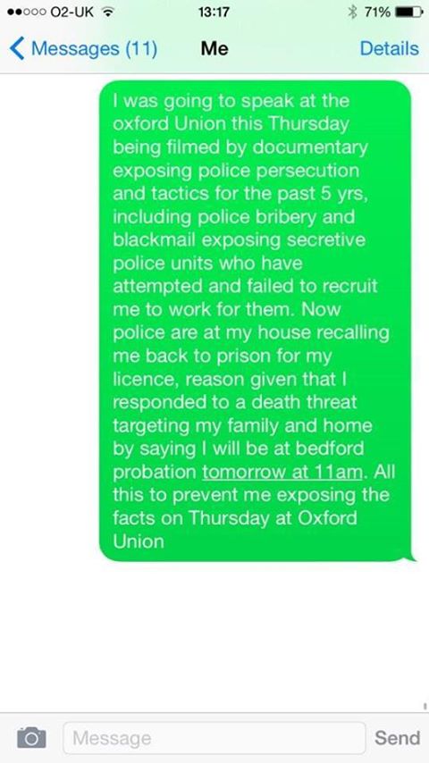 A message posted on Tommy's Facebook fanpage