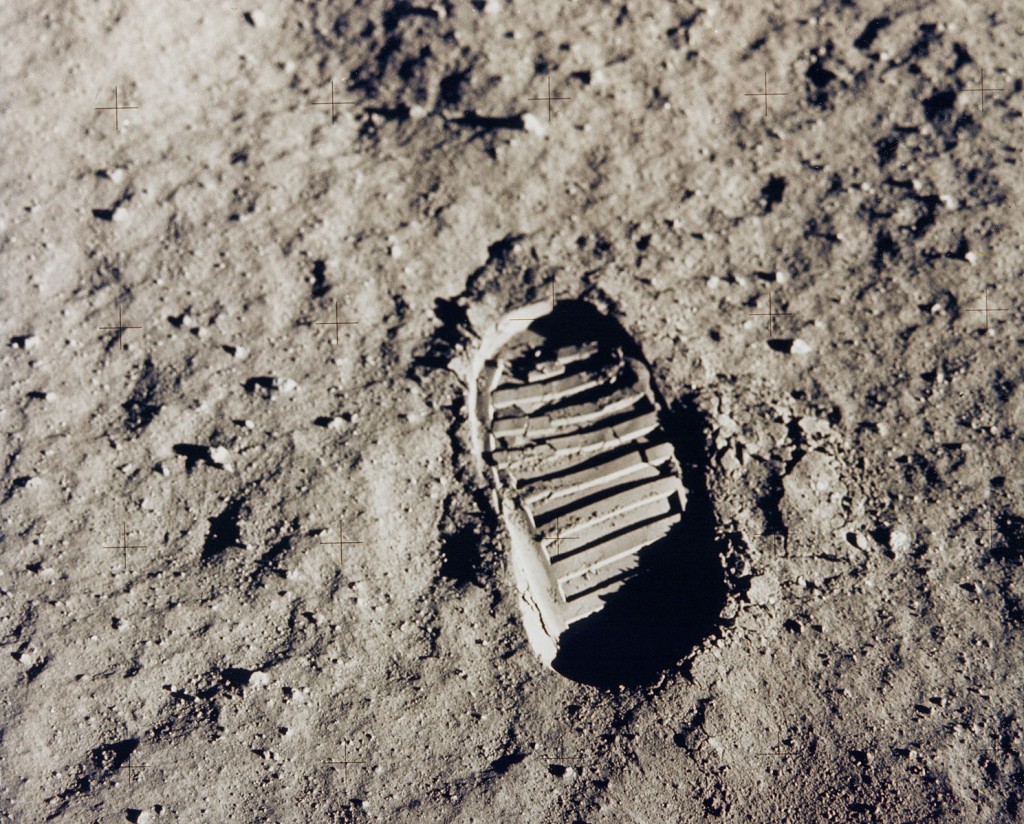 Guys, guys, he's actually got a footprint on the MOON. Do you have a footprint on the moon?
