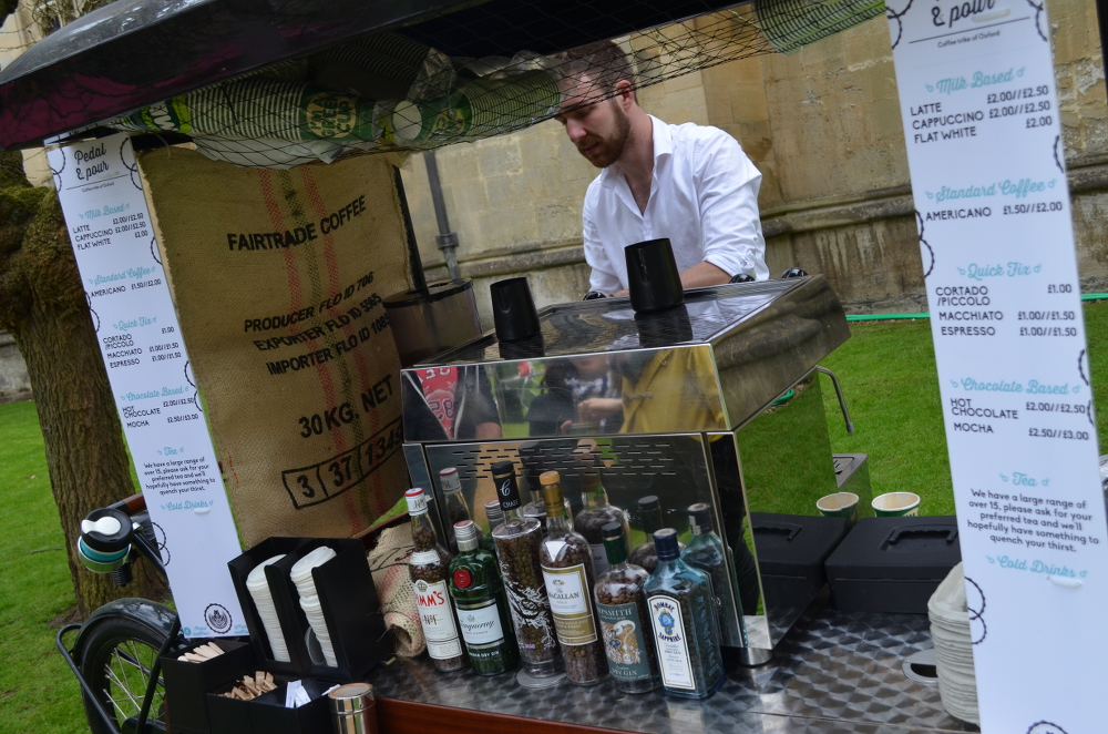 It's Wadham -- of course the coffee is fair trade, and of course it's kept in bottle of Pimms