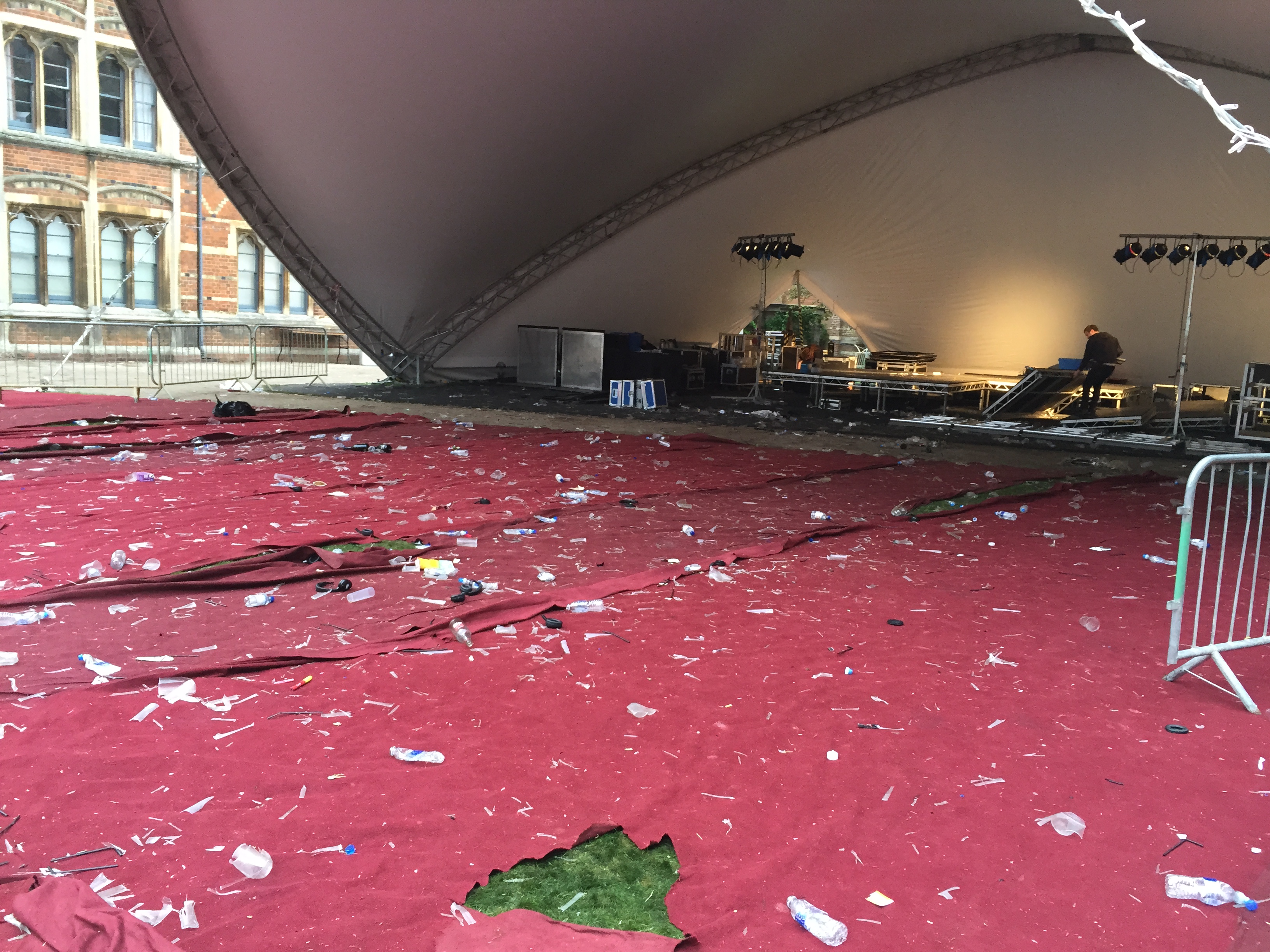 It all ended around 4. Cleanup started at 6. It was messy.