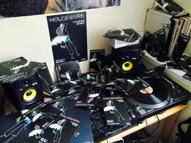 housework flyers on set up