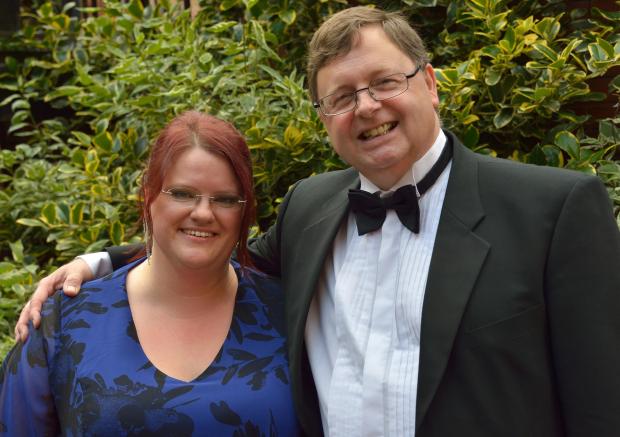 Caitlyn with Professor Jerome Carson. Photo: The Bury Times. 