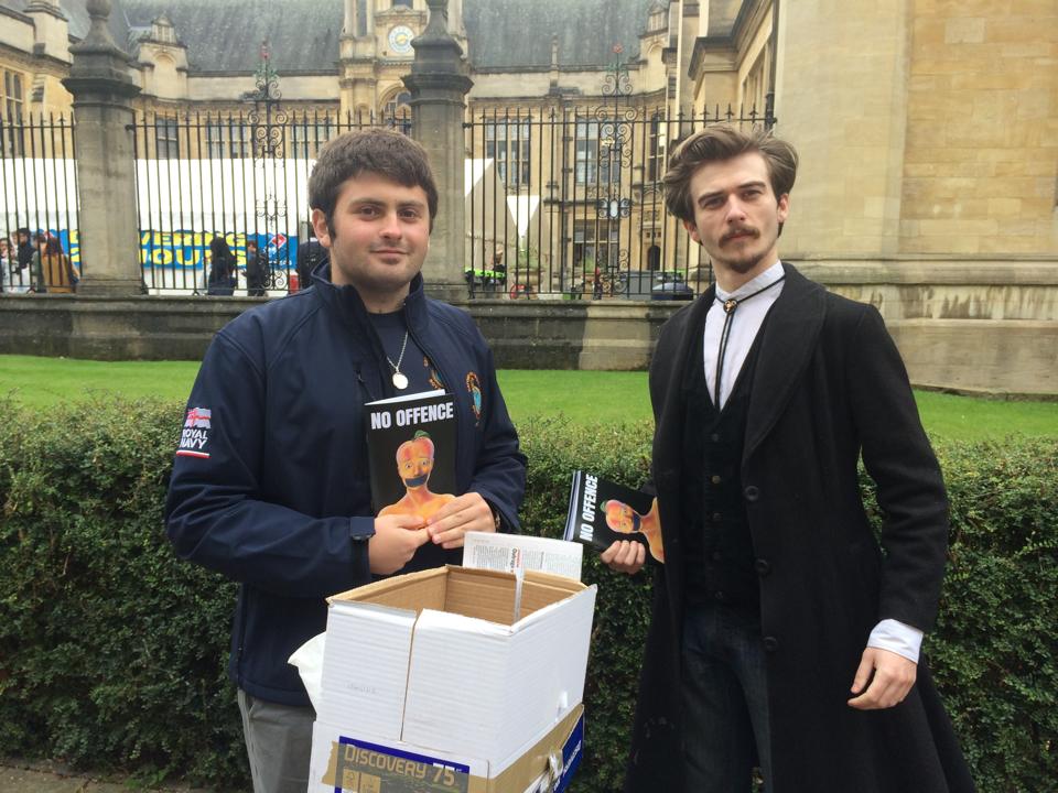 Graziano and conor handing out copies of the magazine