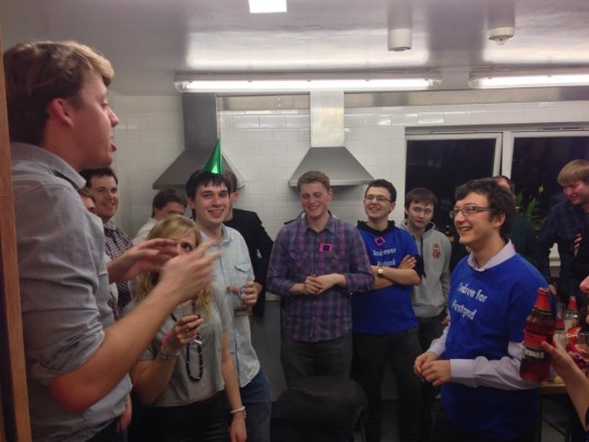 Aaron Bowater and Andrew Thompson celebration as the polls close.