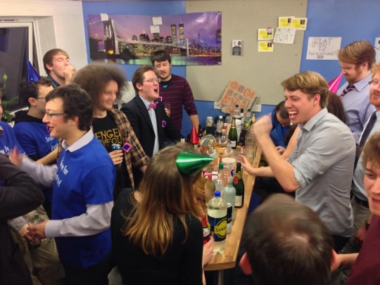 Party in full swing: Bowater, Carl Mohr and Andrew Thompson.