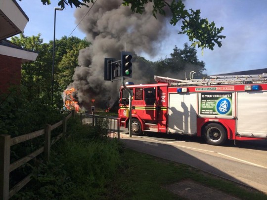 Fireman Sam and co were on the scene to take down the fire that engulfed the bus.