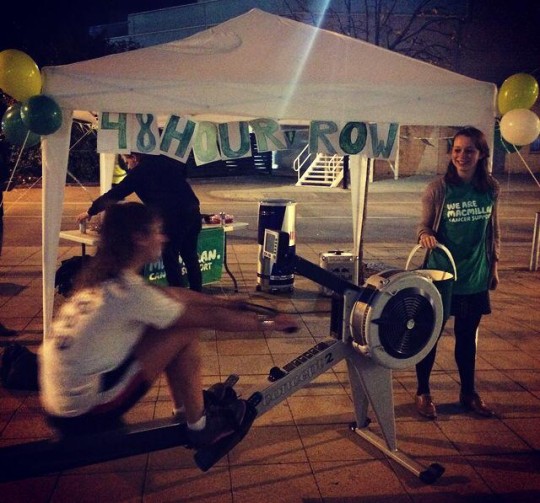 The rowers were rowing throughout the night to raise money. Good effort!